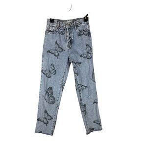 PacSun High Rise Straight Jeans Butterfly Print Size 25